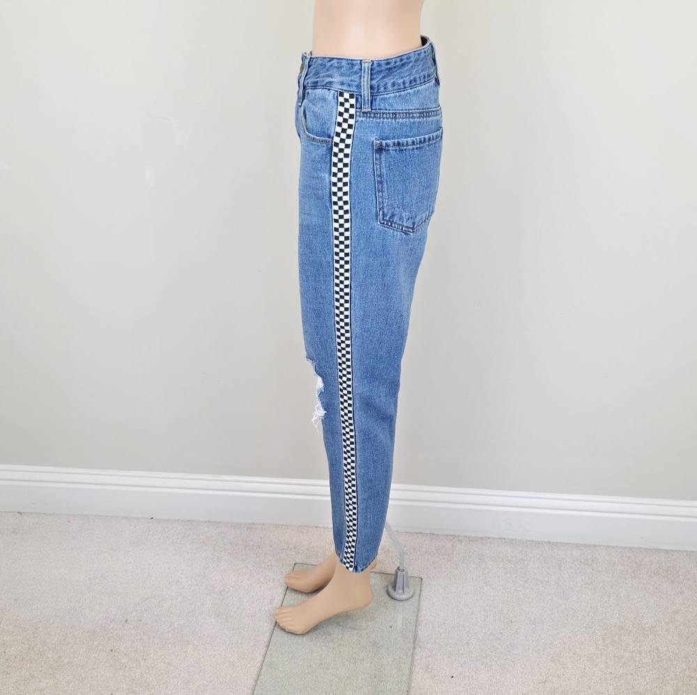 Emprye Eileen Checkered Side Stripe Distressed Mo… - image 5